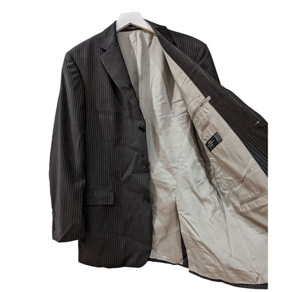 Hugo Boss Scorsese/Movie 100% Virgin Wool Black & Gold Pinstripe Suit 40R - Picture 5 of 12